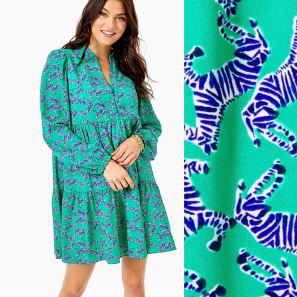 Lilly Pulitzer S Tiered Mini DRESS Zebras Small